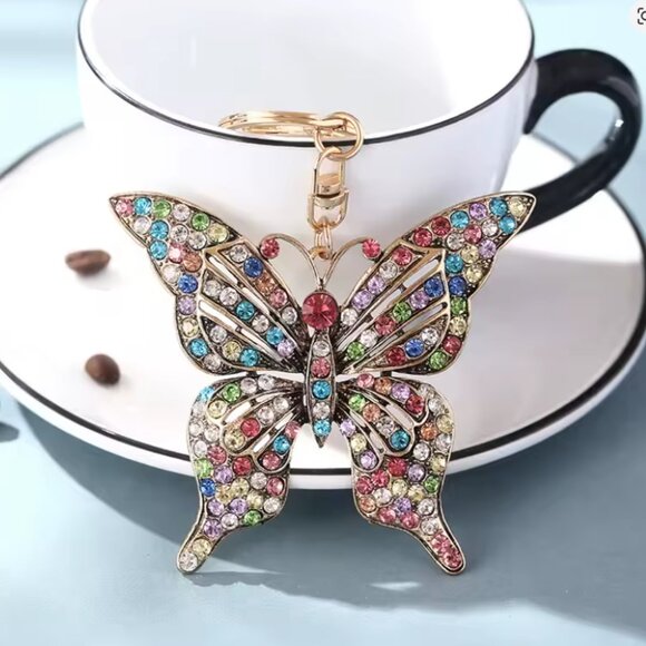 Crystal Hollow Butterfly Metal European And American Keychain Pendant Creative - Picture 6 of 6